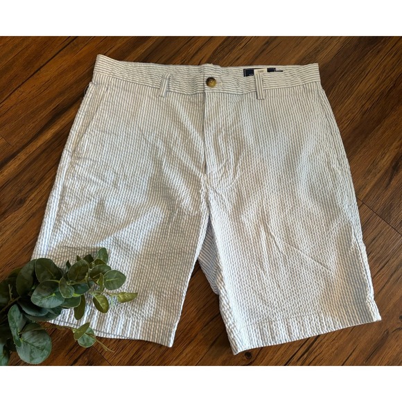 Vineyard Vines Seersucker Blue White Striped Men's Breaker Cotton Shorts Size 32 - Picture 1 of 5